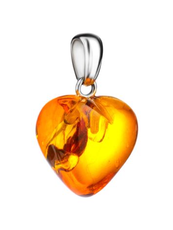 Bright Cognac Amber Heart Pendant, image , picture 3