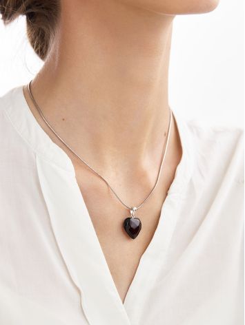 Cute Faceted Cherry Amber Heart Pendant, image , picture 4