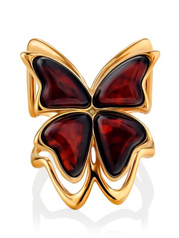 Cute Butterfly Motif Amber Adjustable Ring, Ring Size: Adjustable, image , picture 4