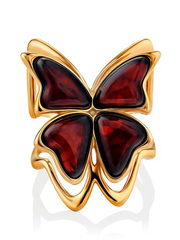 Cute Butterfly Motif Amber Adjustable Ring, Ring Size: 11 / 20.5, image , picture 4