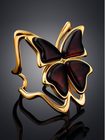 Cute Butterfly Motif Amber Adjustable Ring, Ring Size: 11 / 20.5, image , picture 2