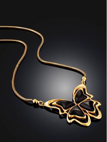 Chic Butterfly Motif Amber Pendant Necklace, image , picture 2