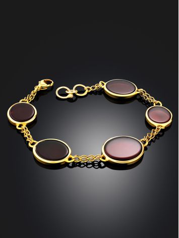 Stylish Gilded Silver Amber Bracelet The Sangria, image , picture 2