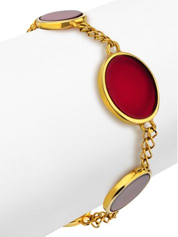 Stylish Gilded Silver Amber Bracelet The Sangria, image , picture 3