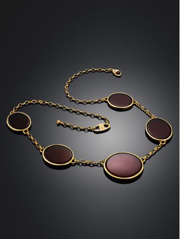 Voluptuous Gilded Silver Amber Necklace The Sangria, image , picture 2