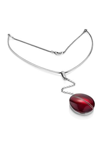 Fashionable Silver Amber Tie Necklace The Sangria, image , picture 3