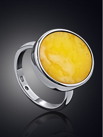 Minimalist Design Silver Amber Ring The Palazzo, Ring Size: 7 / 17.5, image , picture 2