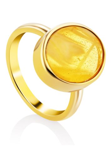 Luminous Gilded Silver Lemon Amber Ring The Palazzo, Ring Size: 6 / 16.5, image 