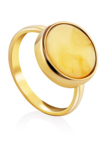Chic Gilded Silver Honey Amber Ring The Palazzo Collection, Ring Size: 7 / 17.5, image 