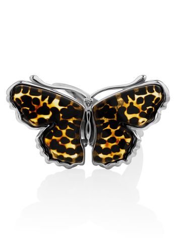 Butterfly Design Silver Amber Ring, Ring Size: Adjustable, image , picture 4