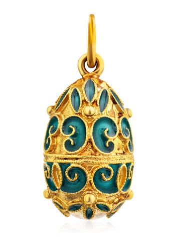 Designer Gilded Silver Enamel Egg Shaped Pendant The Romanov, image 