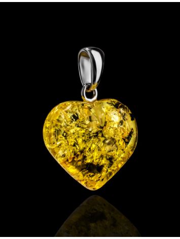 Glossy Lemon Amber Heart Pendant, image , picture 2