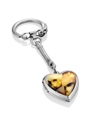 Natural Amber Heart Locket Keychain, image , picture 3