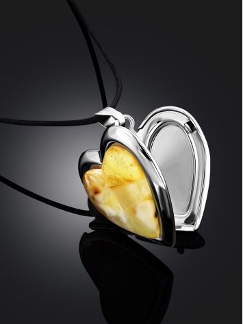 Amber Heart Locket Pendant, image , picture 2