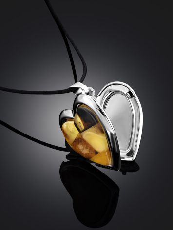 Lovely Amber Heart Locket Pendant, image , picture 2