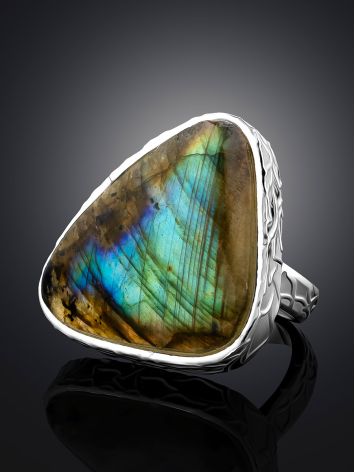 Fascinating Silver Labradorite Ring The Bella Terra, Ring Size: Adjustable, image , picture 2