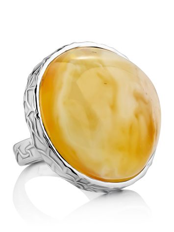 Boho Chic Style  Silver Amber Cocktail Ring The Bella Terra, Ring Size: Adjustable, image 