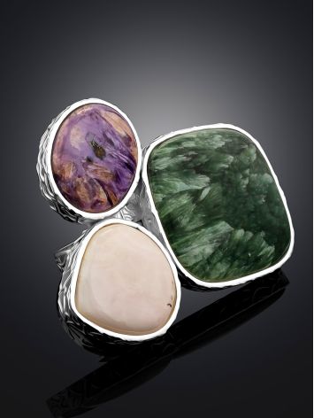Fabulous Silver Multi Stone Cluster Ring The Bella Terra, Ring Size: Adjustable, image , picture 2