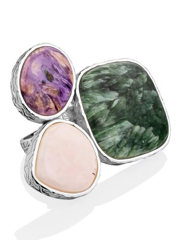 Fabulous Silver Multi Stone Cluster Ring The Bella Terra, Ring Size: Adjustable, image 