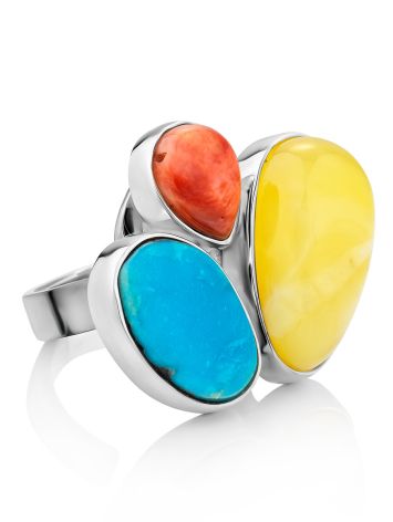 Exclusive Multi Stone Cocktail Ring The Bella Terra, Ring Size: Adjustable, image 