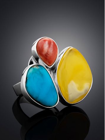 Flamboyant Multi Stone Cocktail Ring The Bella Terra, Ring Size: Adjustable, image , picture 2