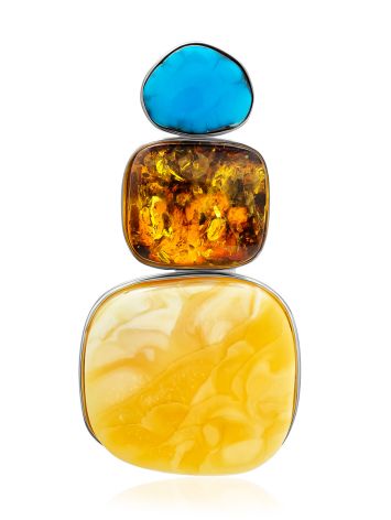Designer Multicolor Amber Turquoise Pendant The Bella Terra, image 