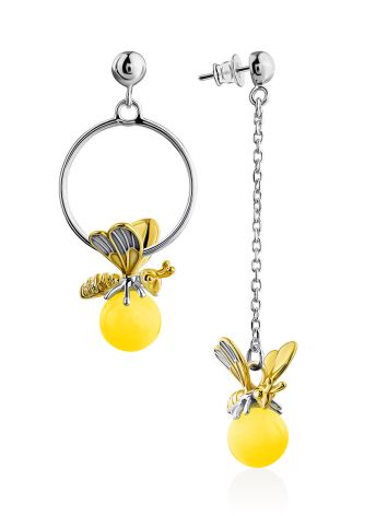 Charming Amber Mismatched Earrings The Bee, image 
