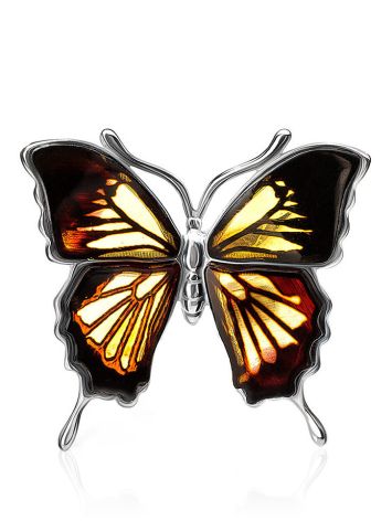 Luminous Butterfly-Like Amber Brooch, image 