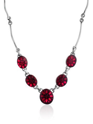 Red Amber Statement Necklace The Sangria, image 