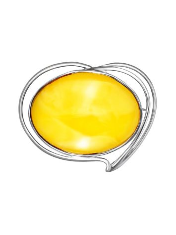 Heart Motif Silver Amber Brooch The Rialto, image 
