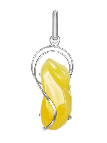 Sculptural Silver Amber Pendant The Rialto, image 