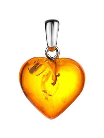 Bright Cognac Amber Heart Pendant, image 