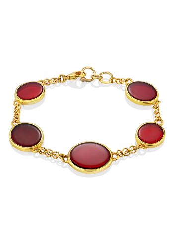 Stylish Gilded Silver Amber Bracelet The Sangria, image 