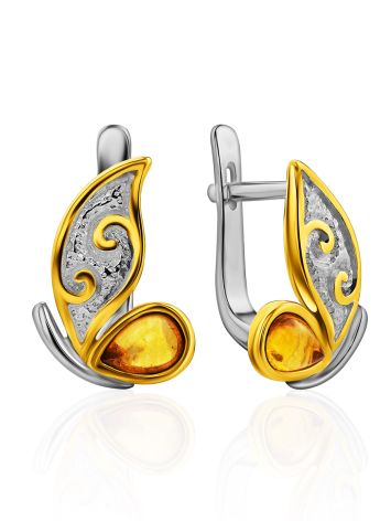 Butterfly Motif Amber Earrings, image 