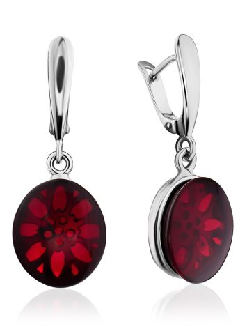 Fabulous Silver Amber Dangle Earrings The Sangria, image 