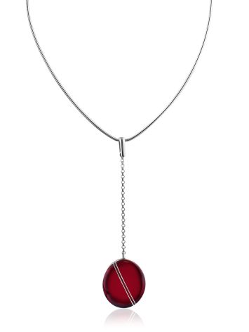 Fashionable Silver Amber Tie Necklace The Sangria, image 