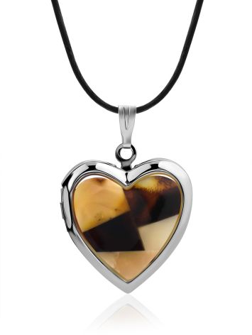 Lovely Amber Heart Locket Pendant, image 