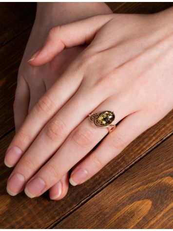 Wonderful Amber Ring In Gold-Plated Silver The Sigma, Ring Size: 12 / 21.5, image , picture 3