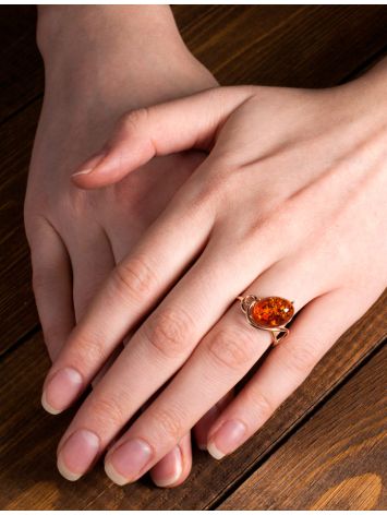Cognac Amber Ring In Gold The Sigma, Ring Size: 8 / 18, image , picture 3