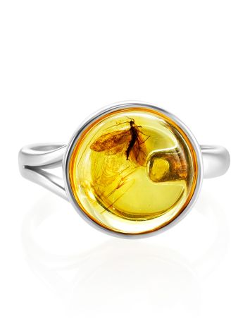 Classy Amber With Fossil Insect Ring The Clio, Ring Size: Adjustable, image , picture 4