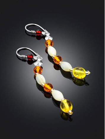 Multicolor Amber Dangle Earrings In Sterling Silver The Bohemia, image , picture 2