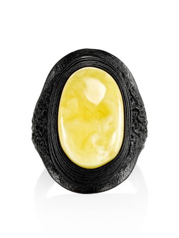 Bold Leather Amber Adjustable Ring The Nefertiti, Ring Size: Adjustable, image , picture 4