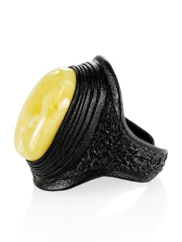 Bold Leather Amber Adjustable Ring The Nefertiti, Ring Size: Adjustable, image , picture 5