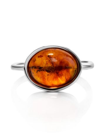 Lovely Cognac Amber Ring In Sterling Silver The Amigo, Ring Size: 6.5 / 17, image , picture 4