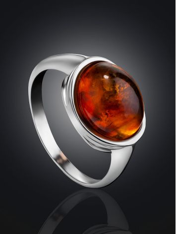 Lovely Cognac Amber Ring In Sterling Silver The Amigo, Ring Size: 6.5 / 17, image , picture 2