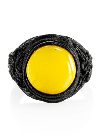Honey Amber Leather Ring The Nefertiti, Ring Size: Adjustable, image , picture 3