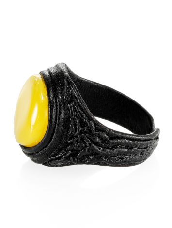 Honey Amber Leather Ring The Nefertiti, Ring Size: Adjustable, image , picture 4
