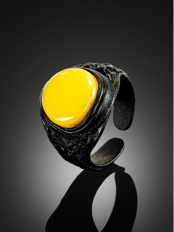 Honey Amber Leather Ring The Nefertiti, Ring Size: Adjustable, image , picture 2