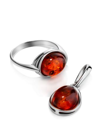 Lovely Cognac Amber Ring In Sterling Silver The Amigo, Ring Size: 6.5 / 17, image , picture 5