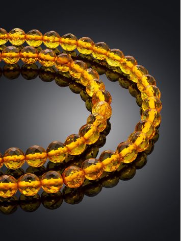 Iridescent Amber Beaded Necklace, Length: 44, image , picture 2